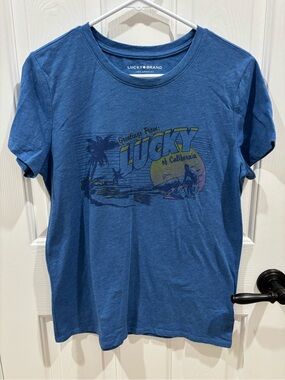 Lucky Brand Women’s Blue Graphic Tee - 'Lucky of California'